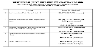 WBJEEB ANM & GNM Exam 2025 on October 19; Registration Closing Soon